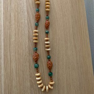 Handcrafted Wooden and Jade Beaded Necklace